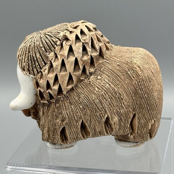 Vtg Artesania Rinconada Classic Musk Ox Figurine Signed Uruguay #2 Glazed Accent - Picture 5 of 9